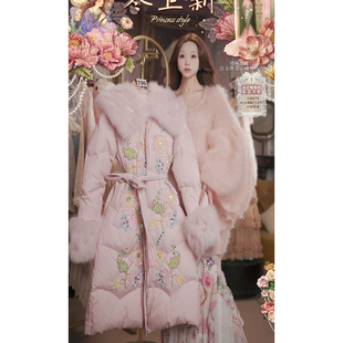 1203直播196洛可可鹅绒至臻·秘境玫瑰·狐狸毛羽绒大衣3件套