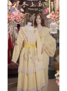 0203直播163洛可可插画·爱丽丝花卉·连衣裙3件套