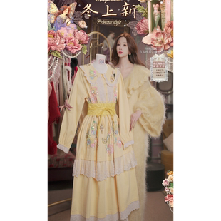 0203直播163洛可可插画·爱丽丝花卉·连衣裙3件套