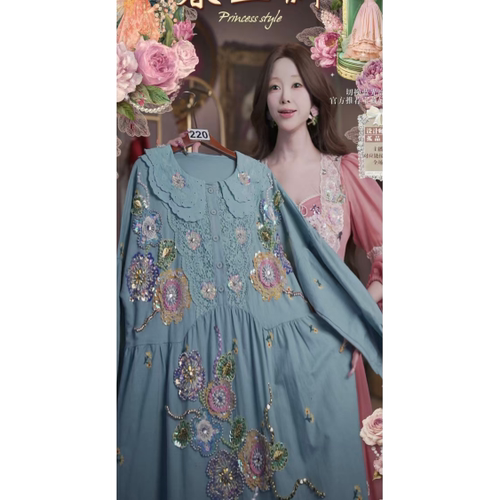 0317直播220高端春上新洛可可少女粉古堡千金风衣裙吊带2件套