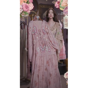 0327直播218高端新势力周新品 120 浮光粉水晶重工刺绣公主裙80