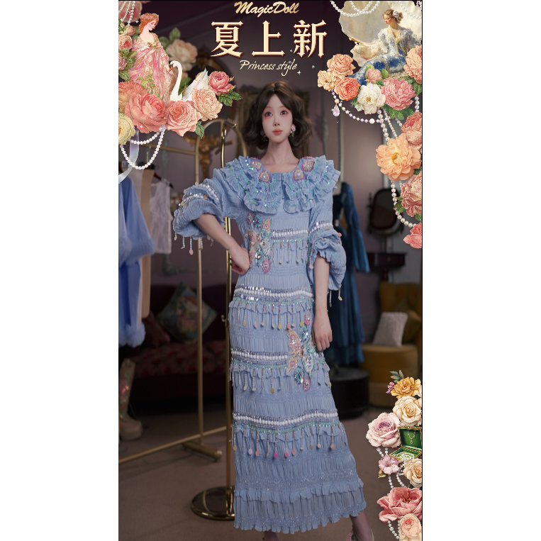 0501直播132洛可可夏日珍藏·泡芙小姐·彼得潘奶芙褶蛋糕裙