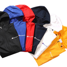 Packable Jacket半拉链防风薄款 冲锋衣草写夹克外套 美版 Champion