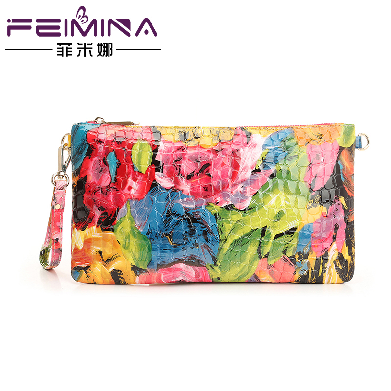 Fei Mina genuine leather printing Oil Painting clutch bag 2018 Spring and summer new pattern Grab bag Messenger Bag Bagin the Leather/Lady bags/Men's bag, Ms. bags  category - from Buy2taobao.com to provide professional Taobao agent buy service