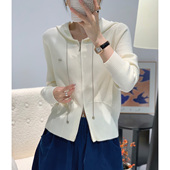 女2025新款 秋季 连帽针织开衫 上衣软糯宽松双拉链百搭韩系外套