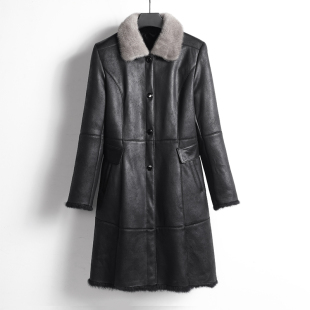 大码 兔皮毛一体水貂毛领真皮皮草大衣女中老年妈妈装 外套 特价