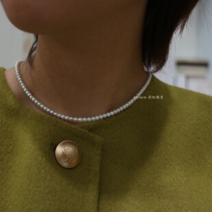 天然baby珠项链小米珠圆4-4.5mm无核淡水珍珠s925纯银可调节叠戴