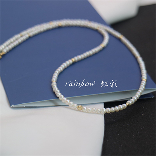 chao细迷你 天然淡水小珍珠项链baby珠圆女颈链 18k金叠戴细项链