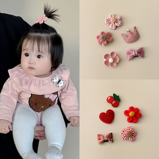 婴儿不伤发汗毛夹女婴迷你可爱发饰宝宝胎毛发夹儿童发卡头饰夹子