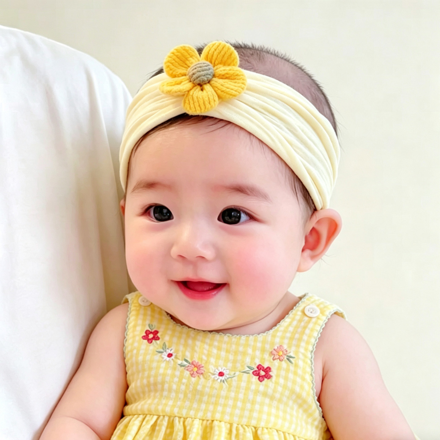 春夏季婴儿护囟门帽发带女宝宝时尚花朵弹性头箍空顶帽新生儿胎帽