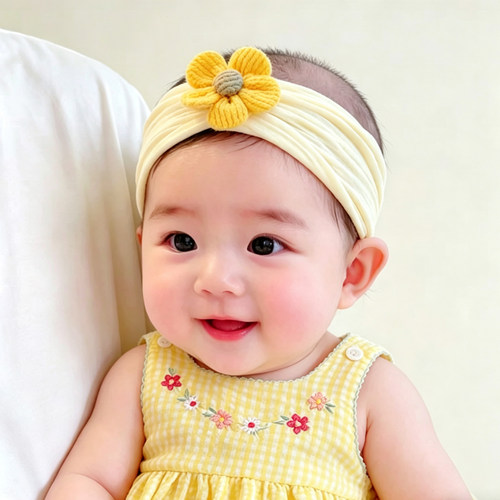 春夏季婴儿护囟门帽发带女宝宝时尚花朵弹性头箍空顶帽新生儿胎帽