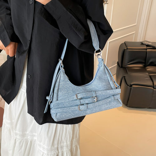 小众设计感手提包包女士2026新款休闲牛仔布腋下包简约通勤单肩包