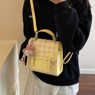 超火多巴胺双肩包女式2026新款学生党上课书包多用斜挎逛街小背包