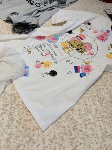 设计师款夏季新品重工刺绣可爱猫咪宽松百搭短袖T恤