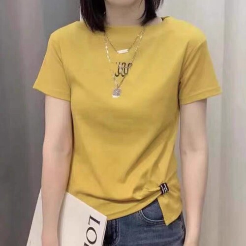 短袖简约女螺纹棉女百搭显瘦