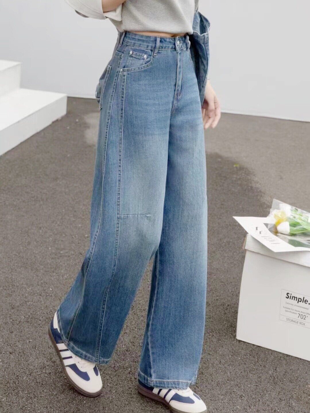 弯刀牛仔裤女2026夏季薄款新款高腰显瘦窄版阔腿裤宽松镰刀香蕉裤