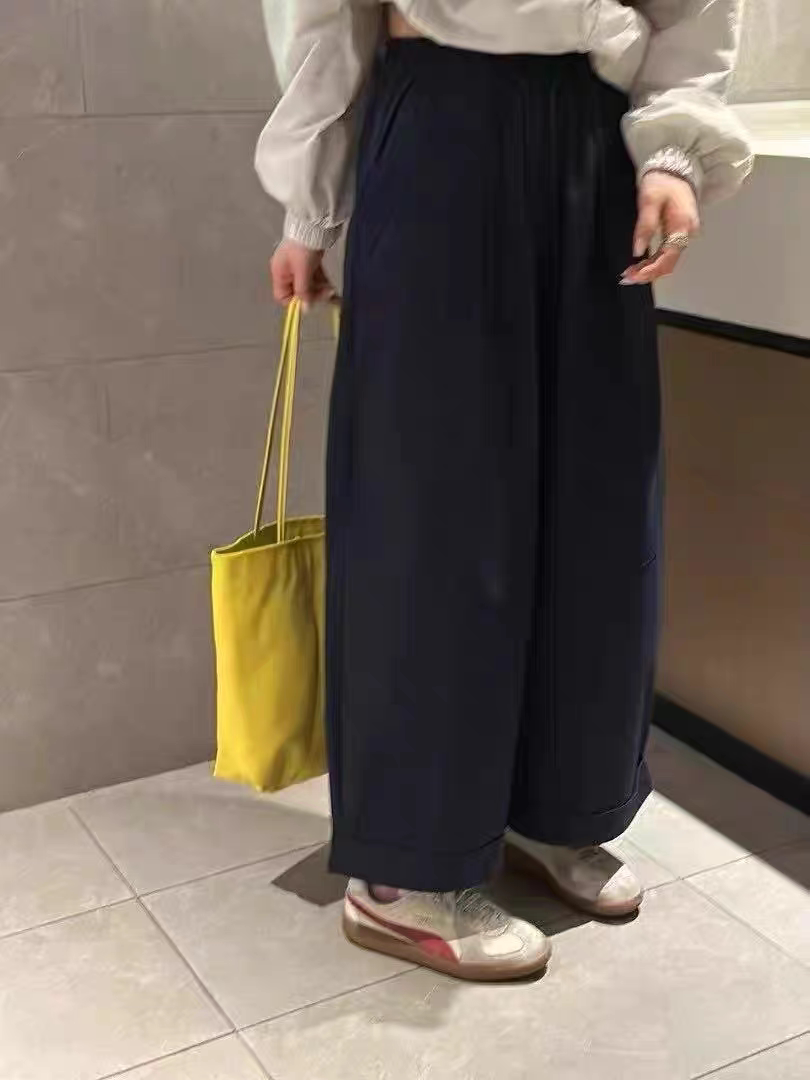 欧韩货韩系阔腿裤女2025夏季新款设计时尚拼接显瘦速干休闲九分裤