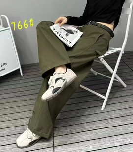 款 长裤 高腰洋气侧扣袢设计显瘦压线工装 休闲裤 潮 裤 欧洲站2025秋季