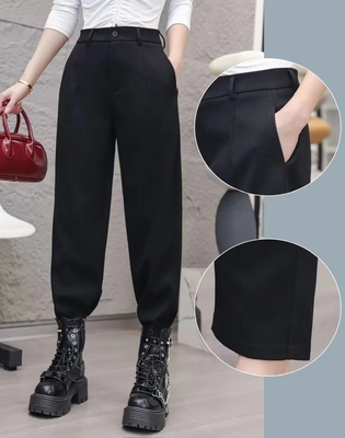 哈伦裤女九分裤子秋冬新款高腰显瘦阔腿休闲老爹高级感灰色西装裤