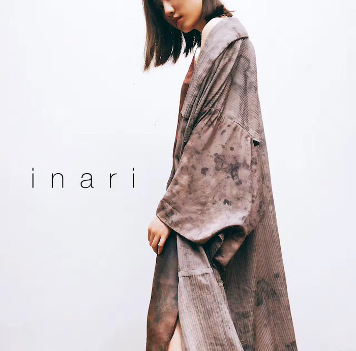 「 inari 」 灰色和服外套 稻荷草木染  植物染成衣