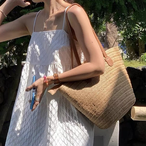 大容量编织包包女夏季出游度假海边沙滩包包水桶草编单肩包托特包