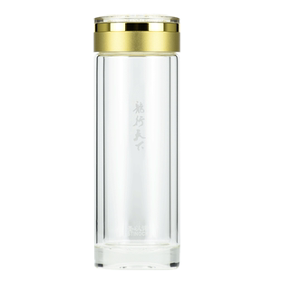 圣以诺双层玻璃杯男龙行天下车载隔热泡茶男高硼硅高档双层水杯子