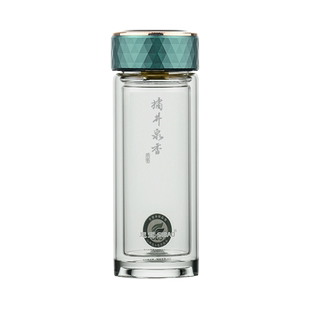 思宝玻璃杯男双层橘井泉香车载直筒隔热高硼硅透明高档女办公水杯