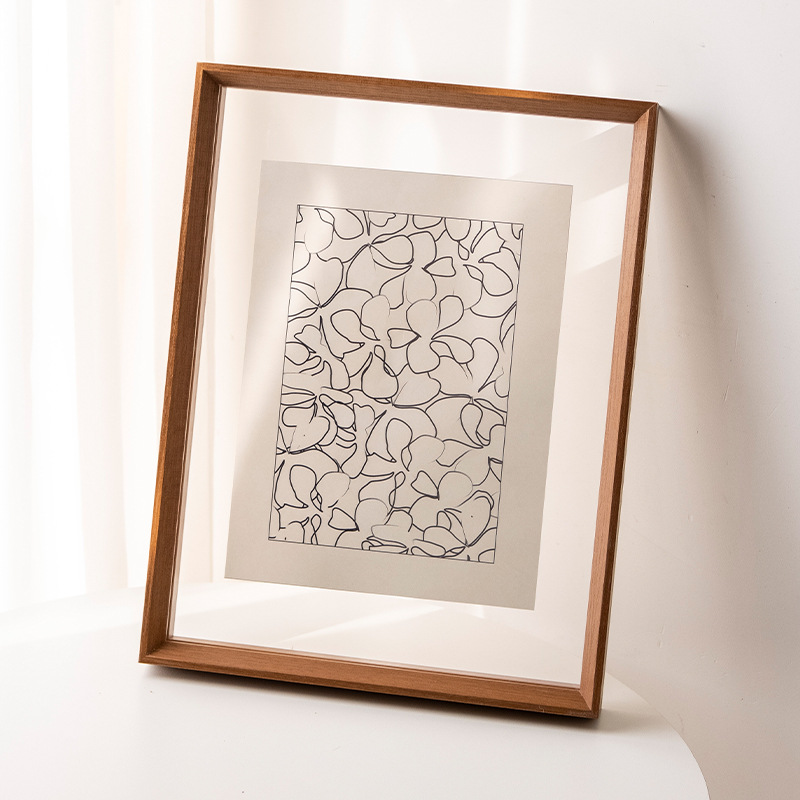 双面透明相框实木A4海报框唱片框