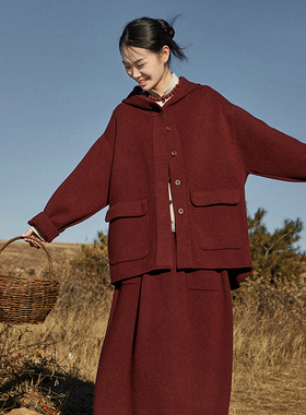 ＜冬序＞加密连帽休闲中长款羊绒大衣 NGWT25155