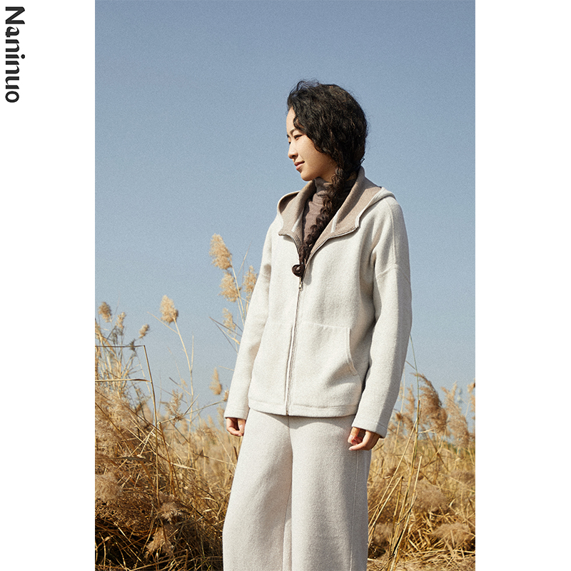 双面穿羊绒拉链短款外套加厚