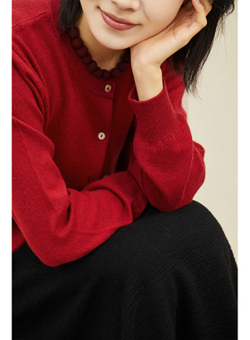 ＜一衣四季＞基础版简约圆领针织羊绒开衫 NXWT25159