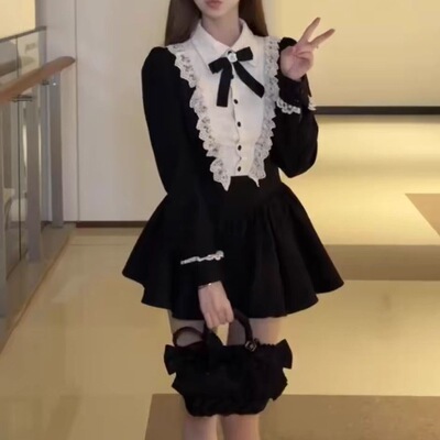 欧美跨境亚马逊千金甜酷小香风连衣裙女秋季显瘦蓬蓬花苞短裙子