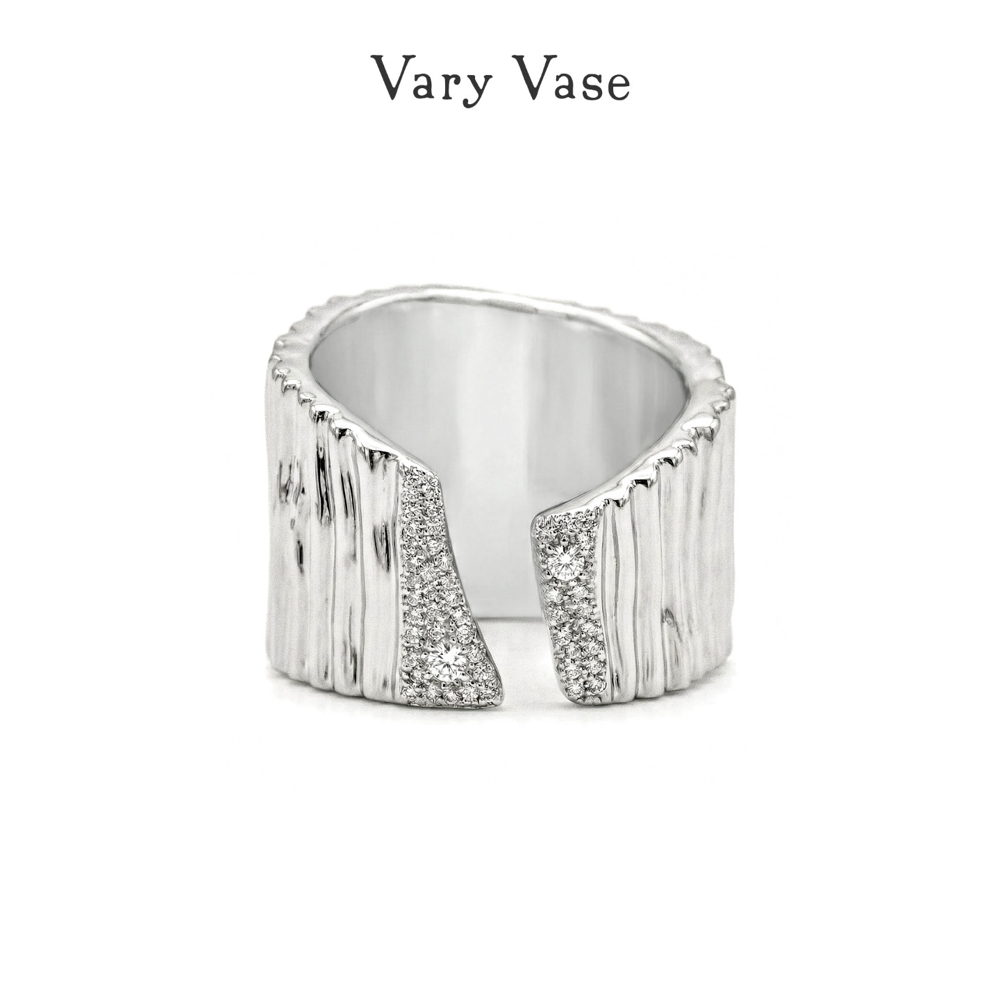 Vary Vase条纹肌理个性宽银戒指 小众设计开口高级感夸张时尚礼物