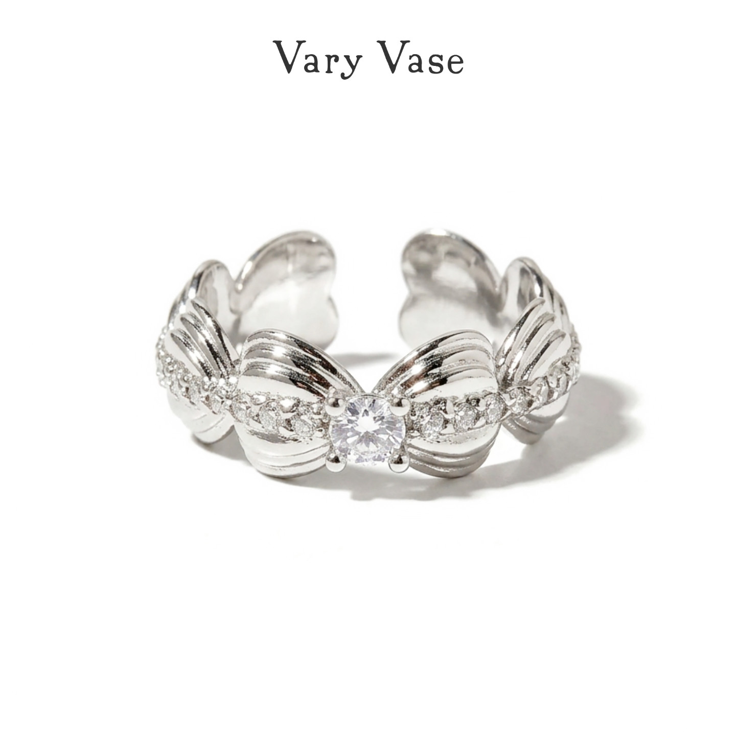 Vary Vase爱心蝴蝶结莫桑石戒指女轻奢高级感可调节小众设计礼物