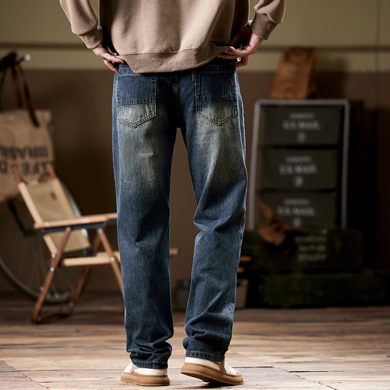 2024 NEW WIDE-LEG BOOTCUT JEANS MENS LOOSE STRAIGHT DRAP TREND PLUS SIZE FAT CASUAL THICK PANTS