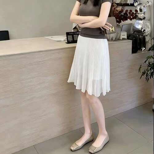 凉感百褶半裙女夏雪纺半身裙显瘦