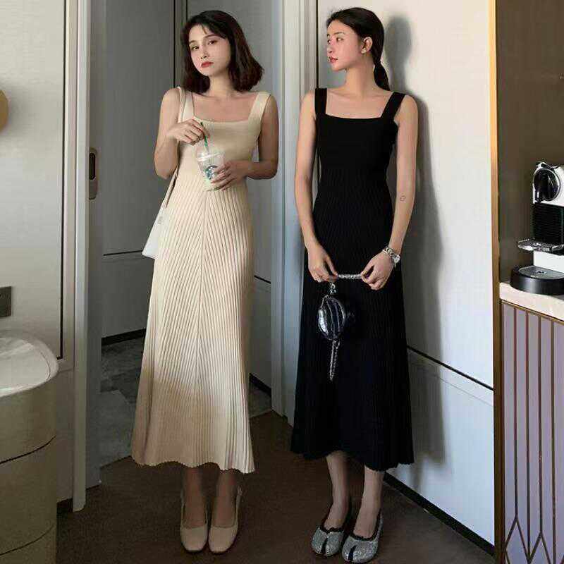 吊带连衣裙女打底长裙子背心针织图片