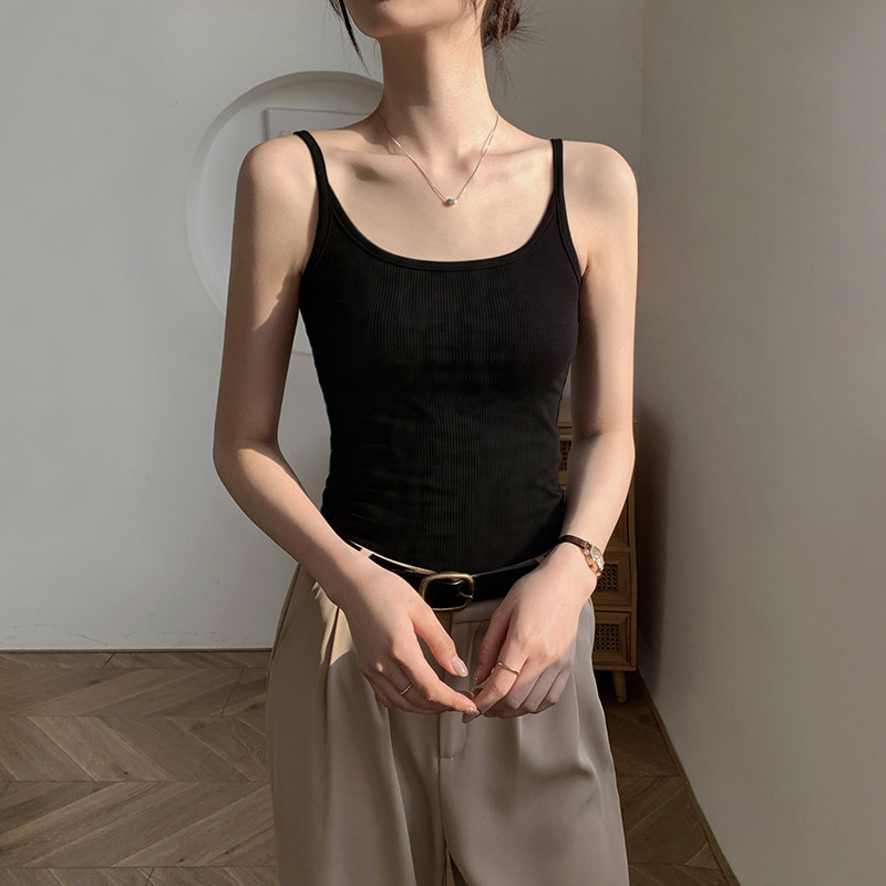 黑色螺纹针织吊带背心女内搭2026新款夏可外穿性感美修身打底上衣