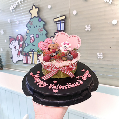韩国情人节抱爱心小狗蛋糕蜡烛