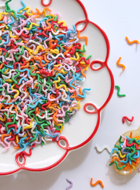 烘焙秘密 韩国弯弯彩色彩带蛋糕糖片糖珠 彩色复古蛋糕装饰FP625