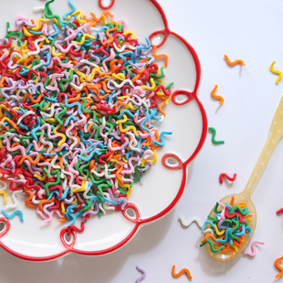 饰FP625 彩色复古蛋糕装 烘焙秘密 韩国弯弯彩色彩带蛋糕糖片糖珠