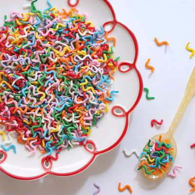 韩国弯弯彩色彩带蛋糕糖片糖珠