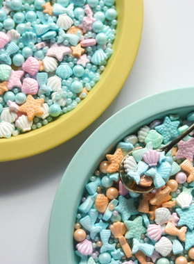 韩国复古生日蛋糕彩色糖珠 蓝色海洋美人鱼贝壳糖片奶油18971899