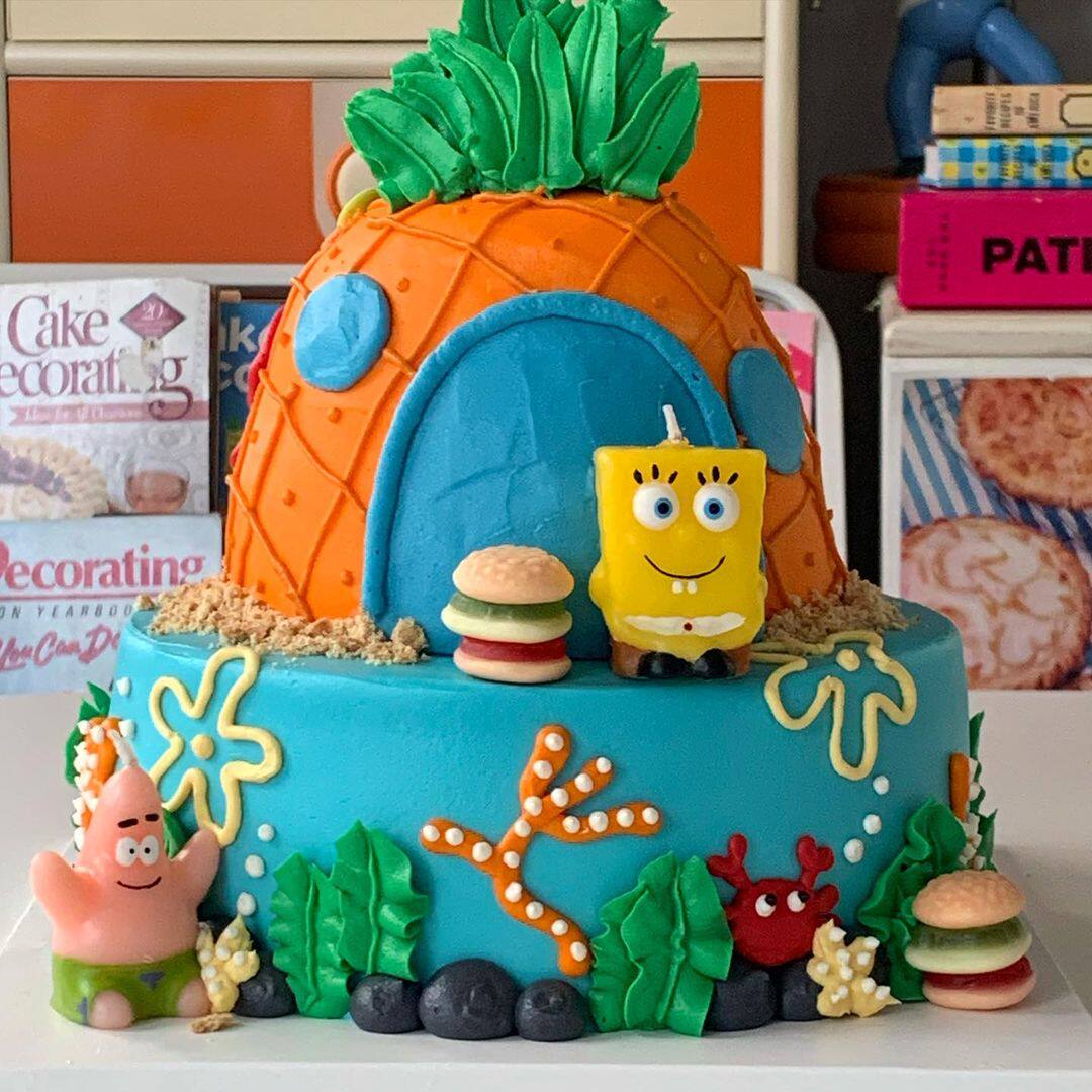 烘焙蛋糕装饰韩国小红书卡通派大星奶油蛋糕蜡烛可爱卡通宝宝生日