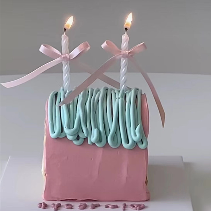 复古韩国蝴蝶结蛋糕丝带螺纹蜡烛