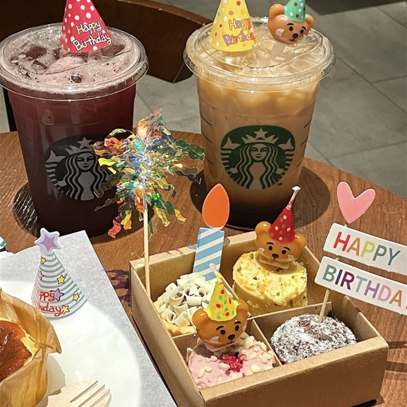 小熊生日蜡烛彩色弯弯蜡烛小旗