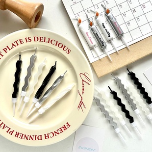 烘焙秘密 黑白银波浪弯弯扭扭螺旋生日蛋糕蜡烛 复古蛋糕蜡烛