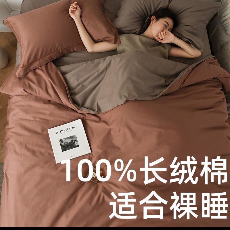 纯棉四件套全棉磨毛被套床单新款轻奢被罩冬季床上用品床笠