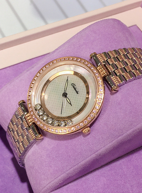 卡罗莱金色超薄时尚女士手表女表时装钢带手链石英防水CA1081