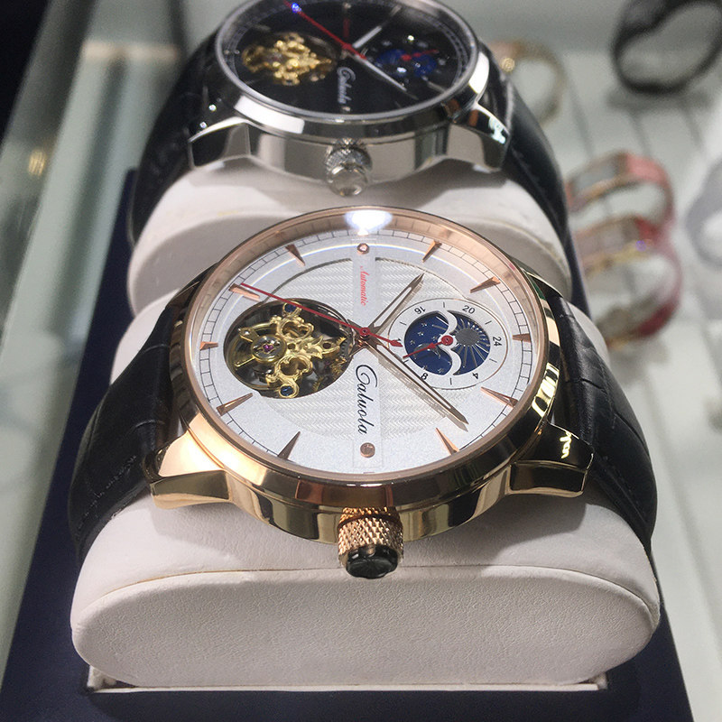 正品新款卡罗莱全自动机械表男表飞轮镂空手表男皮带休闲时尚防水